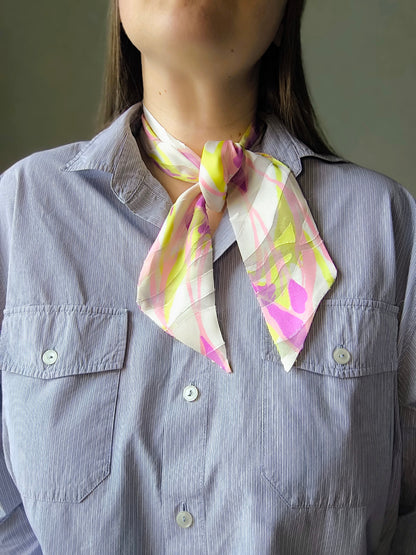 Silk Devore Skinny Scarf, Short "Sunrise"