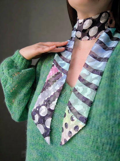 Silk Devore Skinny Scarf, Long "Abigail-3"