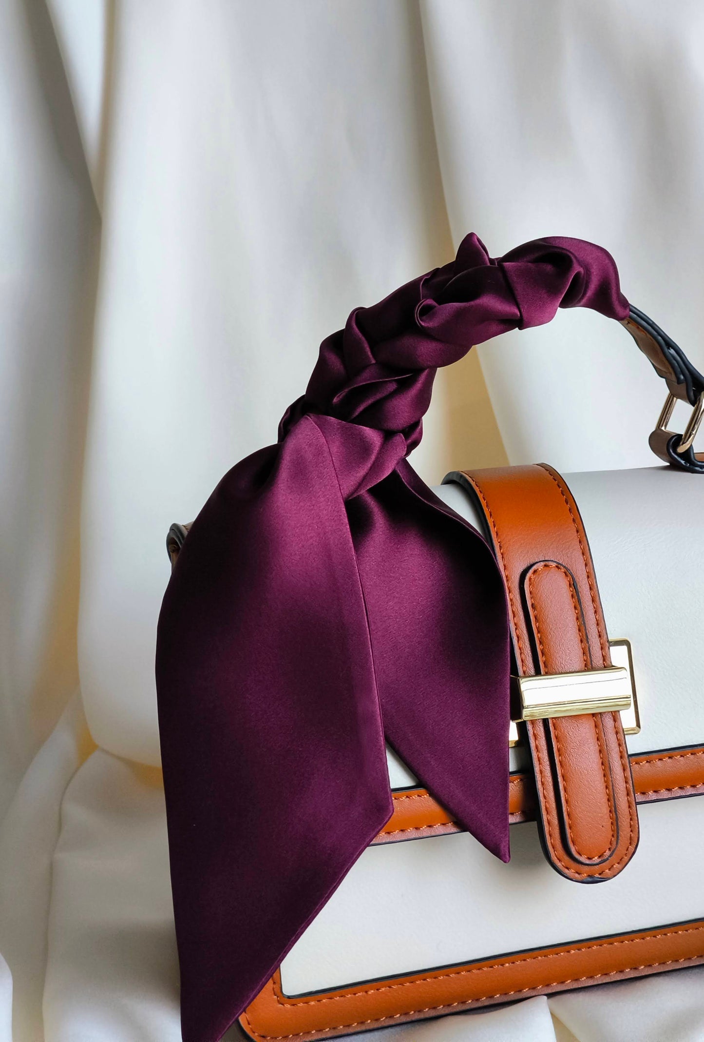 Silk Skinny Scarf, Short  Bordeaux