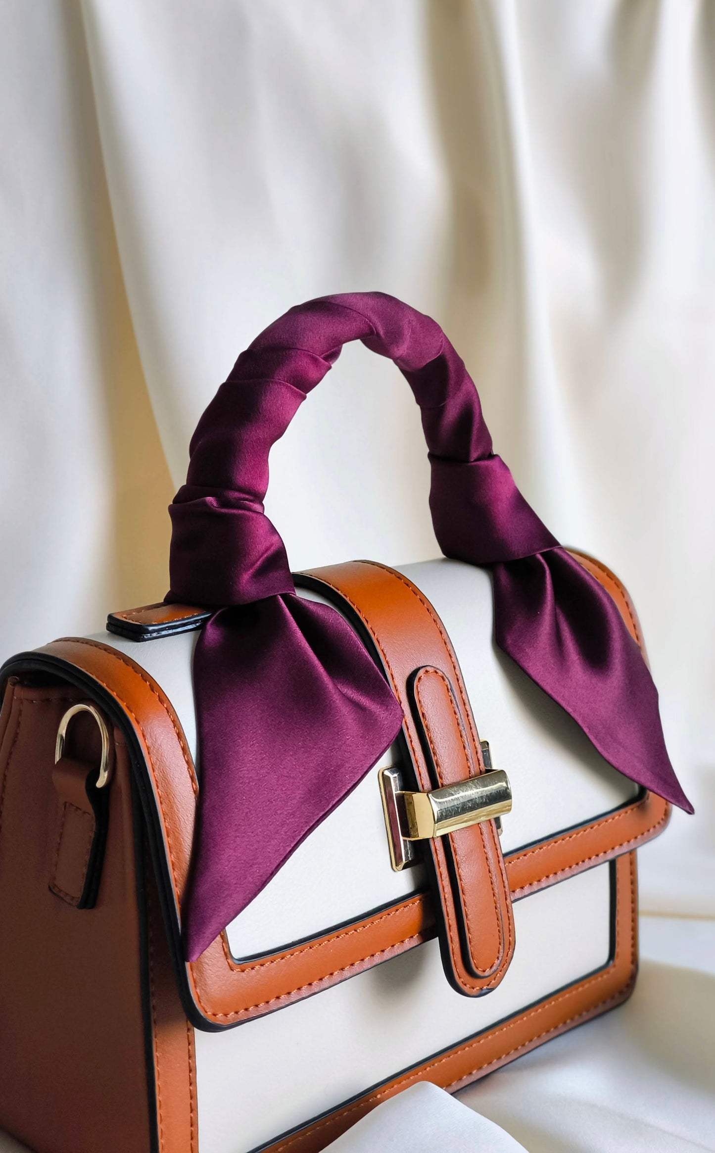 Silk Skinny Scarf, Short  Bordeaux