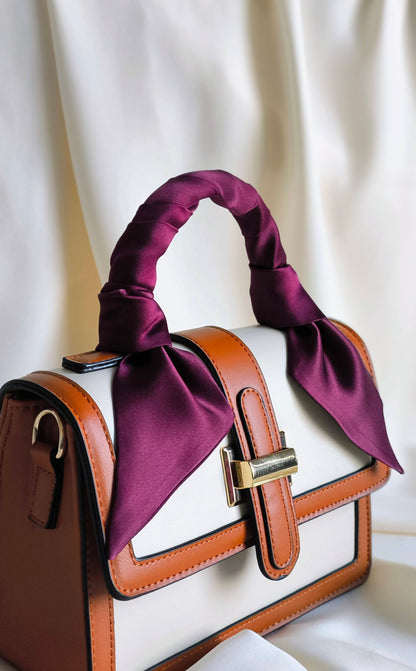Silk Skinny Scarf, Short  Bordeaux
