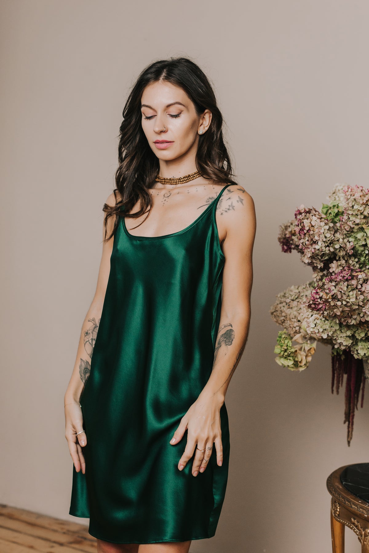Silk nightgown "Mia", Green