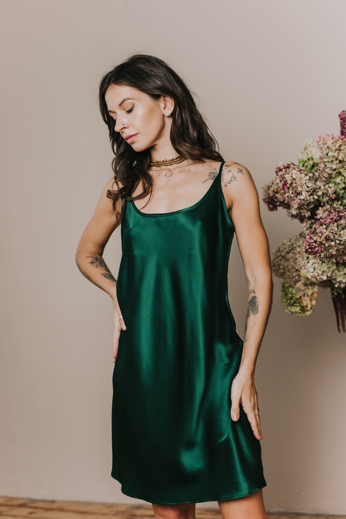 Silk nightgown "Mia", Green