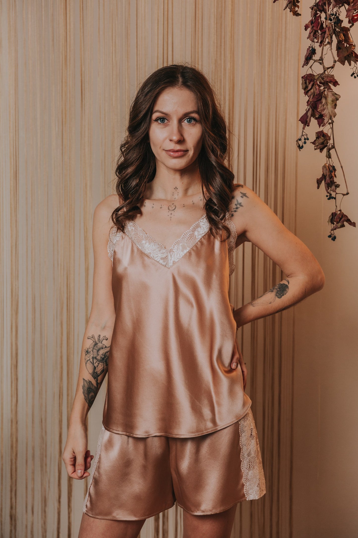 Silk pajama, "Melody" Rose Gold