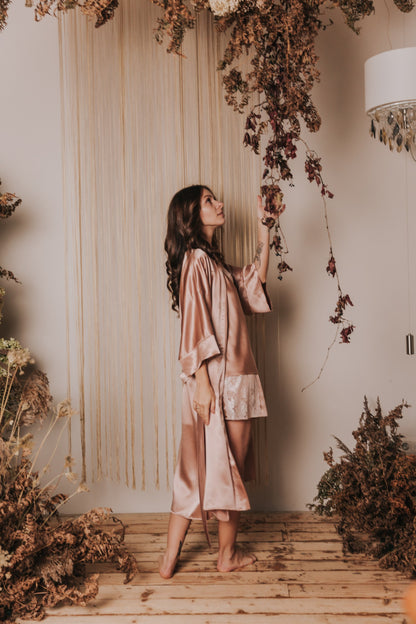 Silk pajama, "Melody" Rose Gold