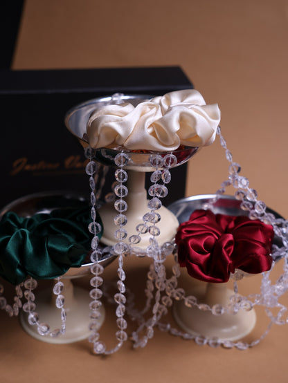 Set of 3 pcs silk hair scrunchies "Christmas"