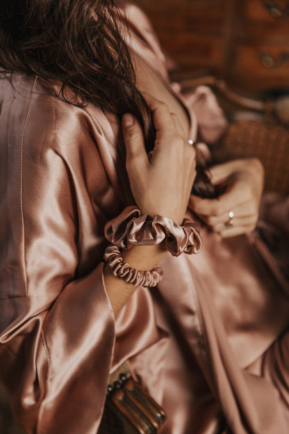 Silk hair scrunchie, Rose Gold