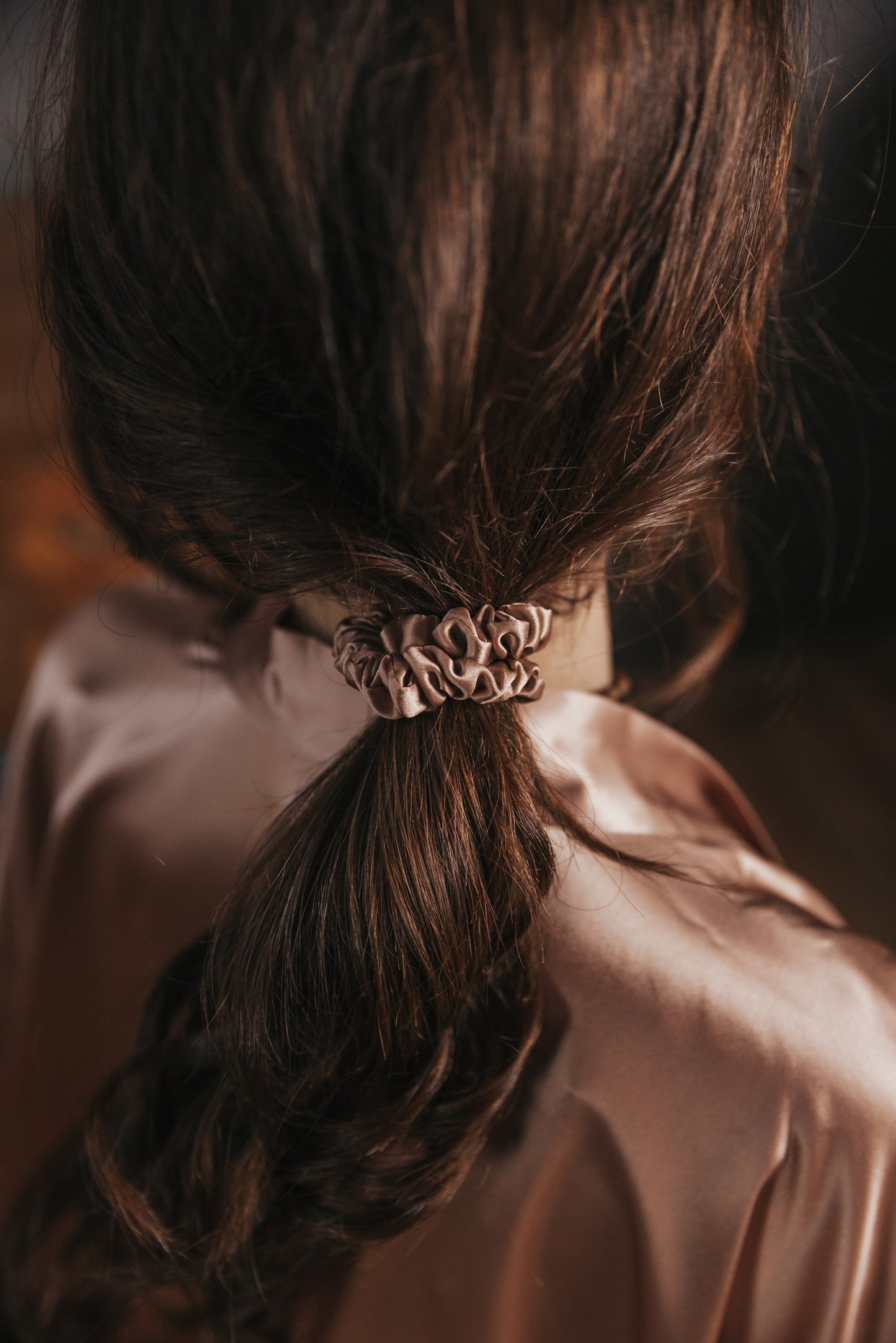 Silk hair scrunchie, Rose Gold