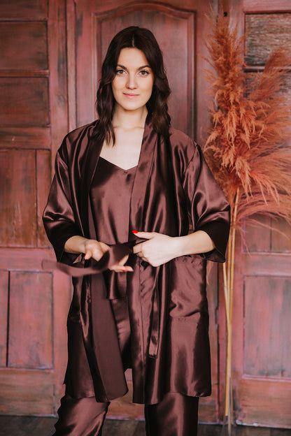 Silk robe, Brown