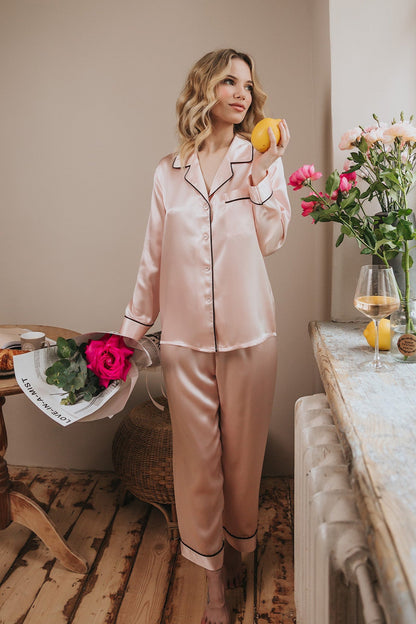 Pajama with long pants Amelia, Powder Pink