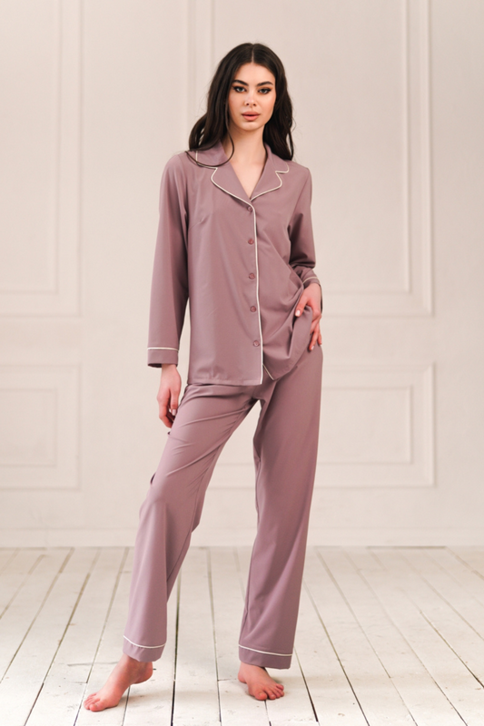 Pajama with long pants Lilu, Dusty Purple