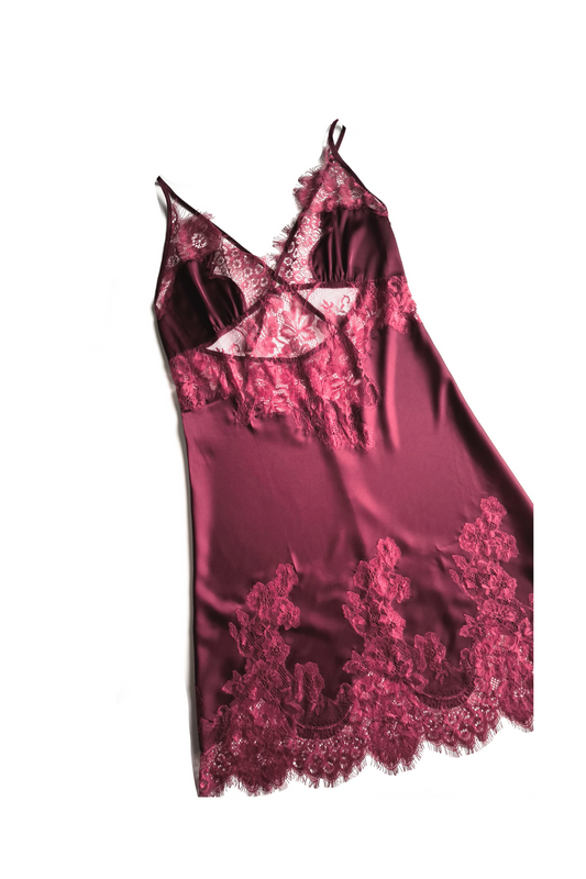 Satin nightgown Orchid, Red