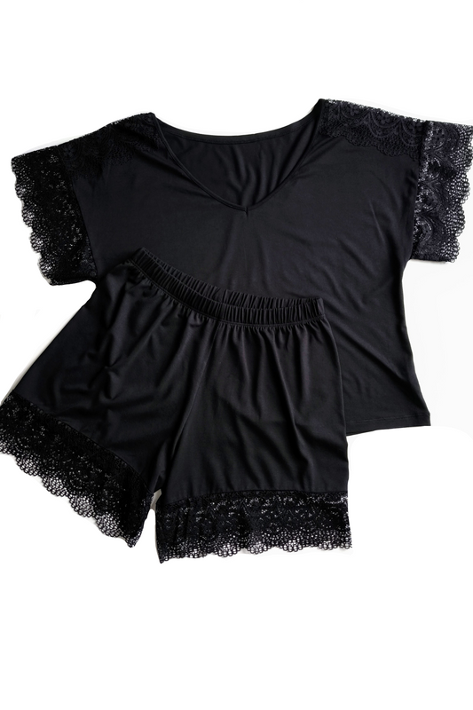 Pajama Bohdana with lace, Black