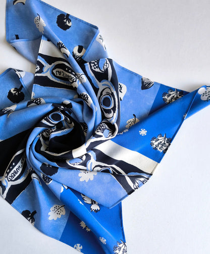 Silk Crepe Scarf, Square Blue 65x65 cm