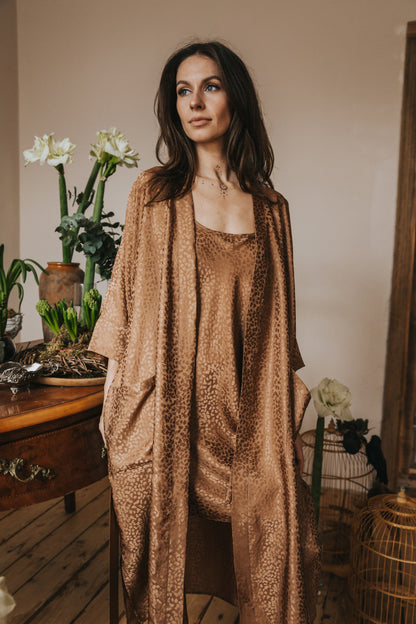 Silk nightgown "Mia", Caramel color