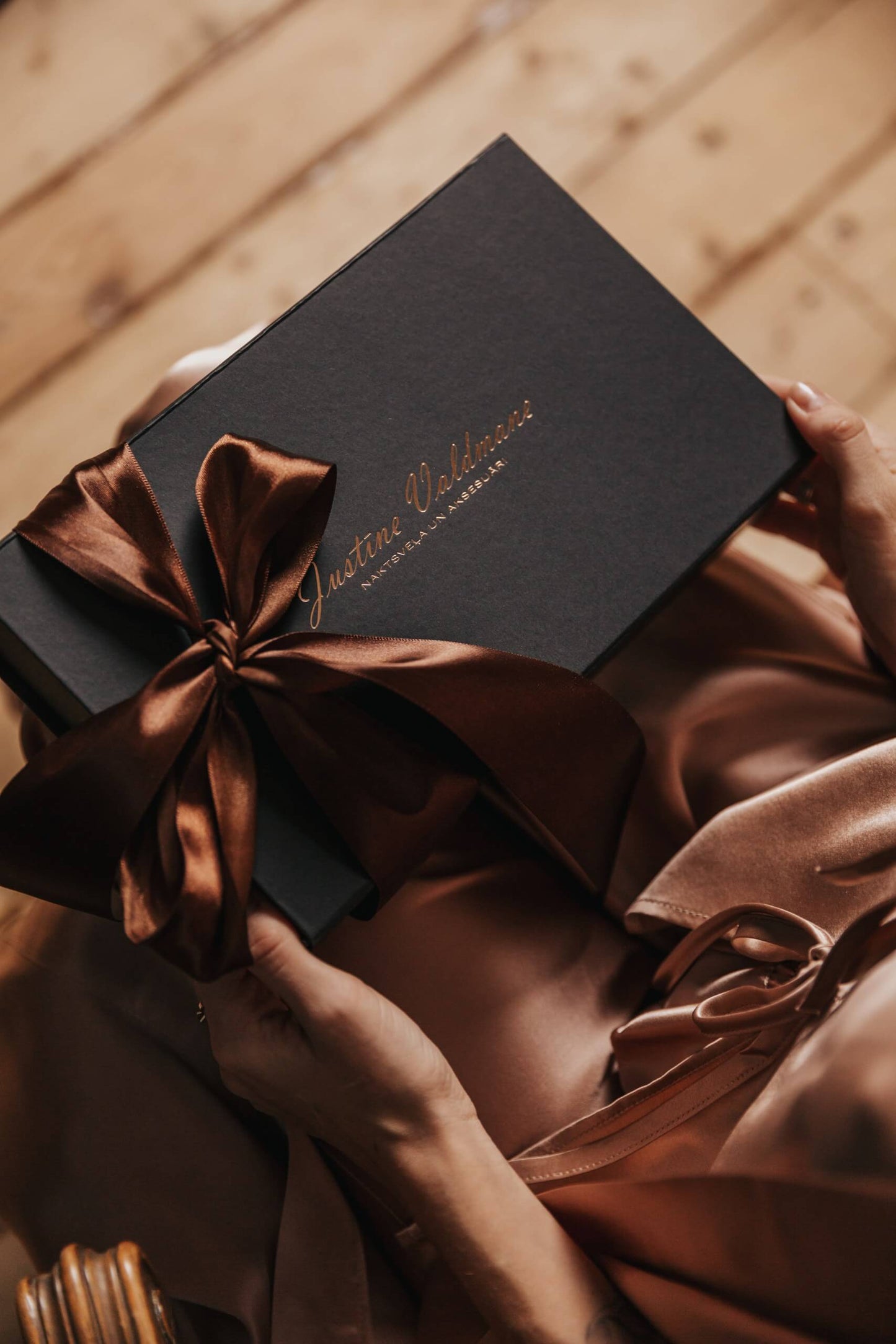 Silk Top with Ties at front and trousers, "Aurora" Rose Gold