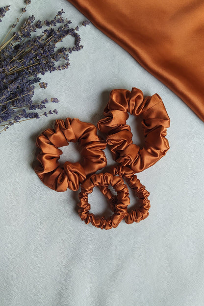 Silk hair scrunchie, Dark Orange