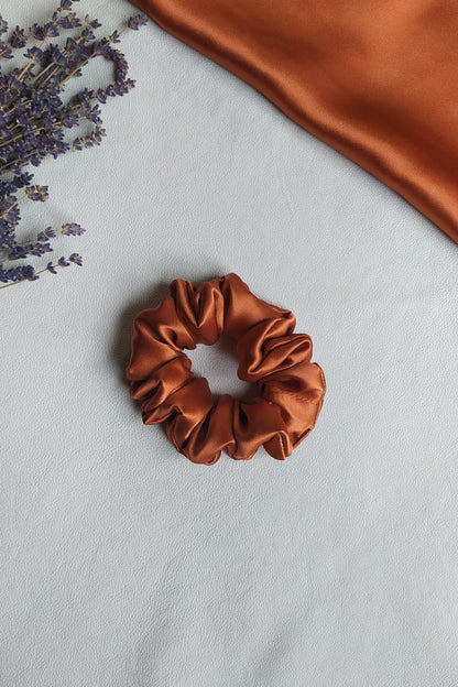 Silk hair scrunchie, Dark Orange