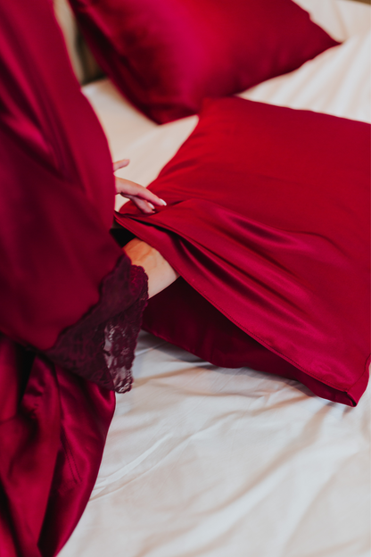 Silk pillowcase, Wine red